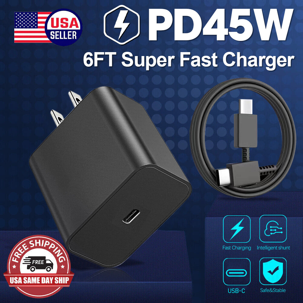 45w Type USB-C Super Fast Wall Charger+6FT Cable For Samsung Galaxy S23 S22 S21D