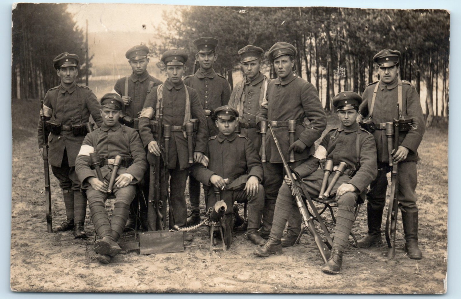 German Friekorps Machine Gun Grenade Rifle RPPC Real Photo Postcard