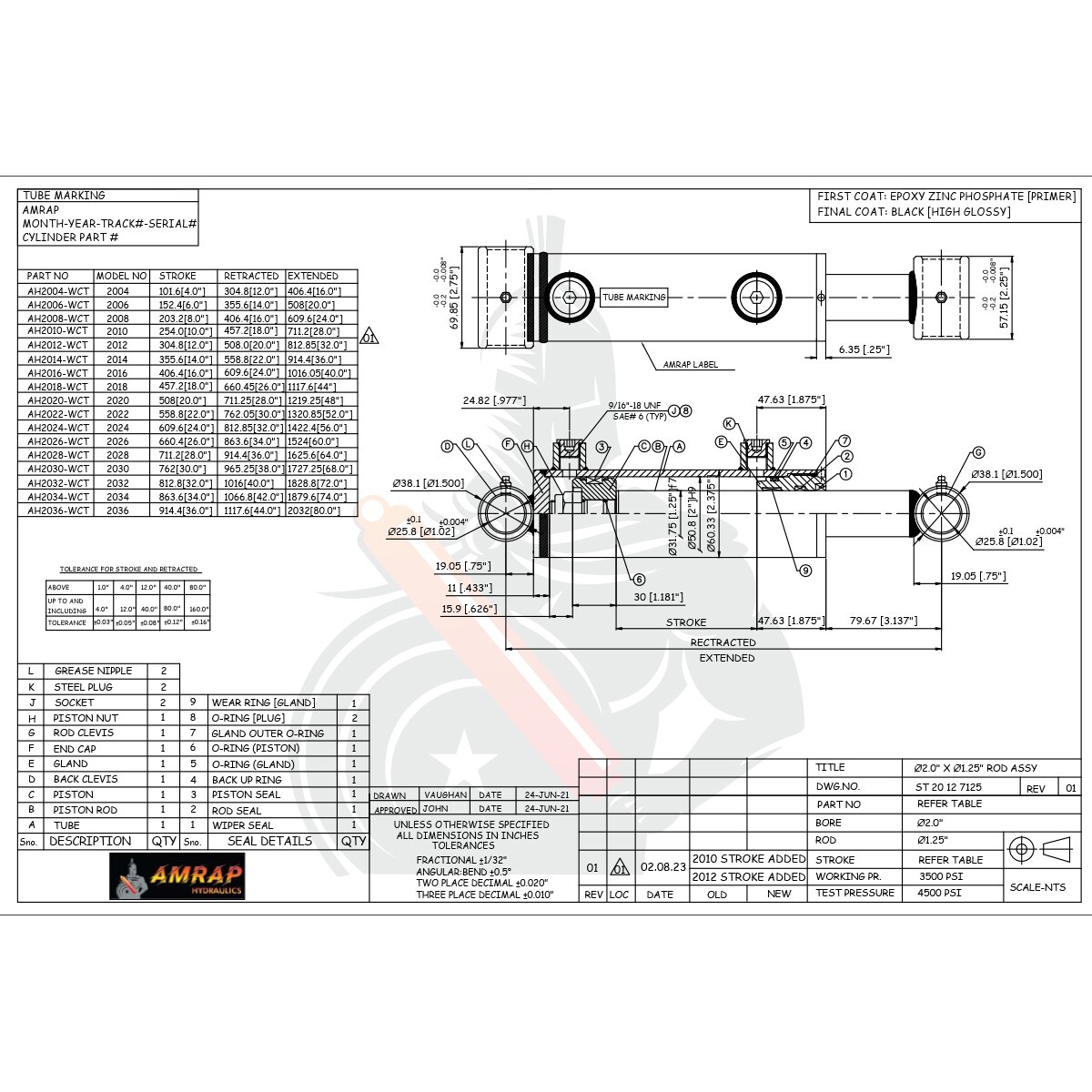 2x8 Hydraulic Cylinder - 2" Bore, 8" Stroke - Welded Cross Tube Cylinder (new)