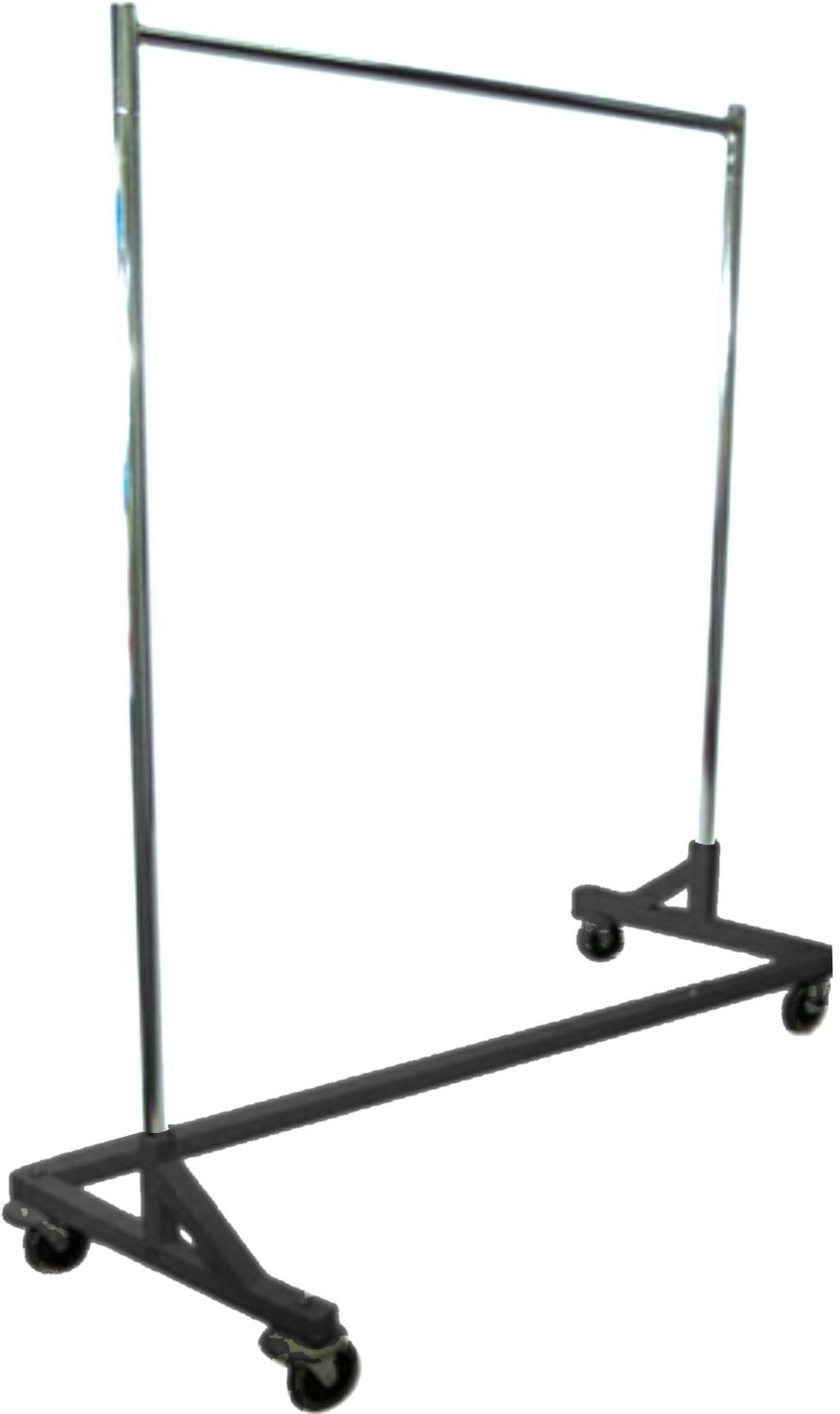 5' Foot Adjustable Height Commercial Single-Rail Rolling Z Rack Chrome & Black