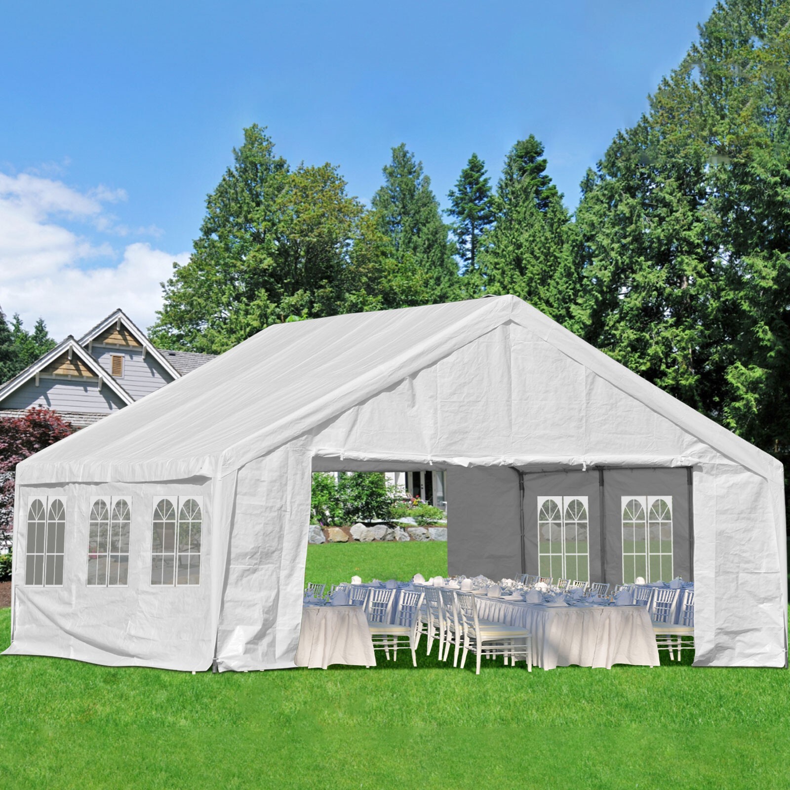 Aoodor 20'x20' Outdoor Party Tent Heavy Duty Wedding Canopy Gazebo Waterproof