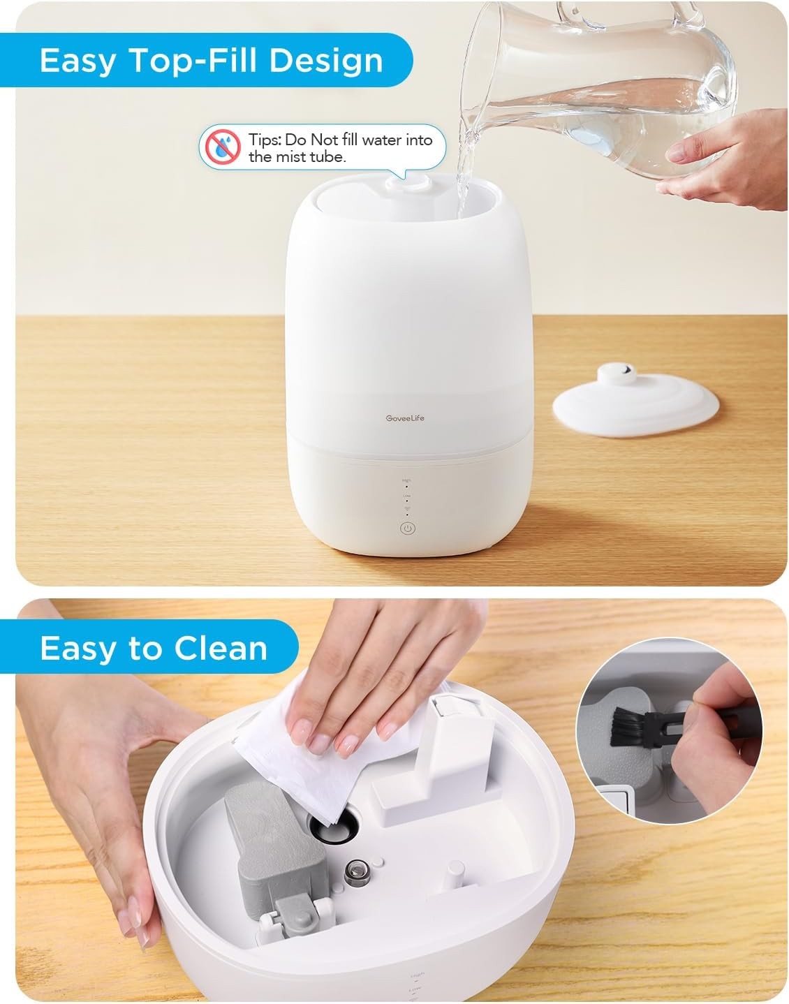 GoveeLife Smart Humidifier 3L Cool Mist , App Control, Aromatherapy, Night Light