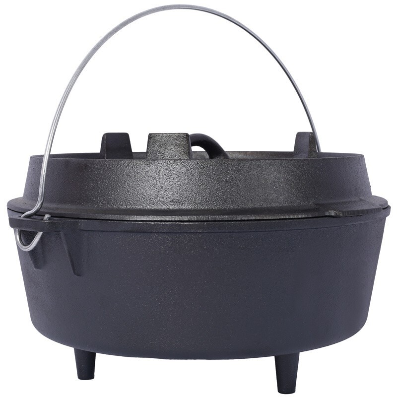 Pre-Seasoned Cast Iron Dutch Oven w/Skillet Lid Outdoor Camping Deep Pot 6 Quart