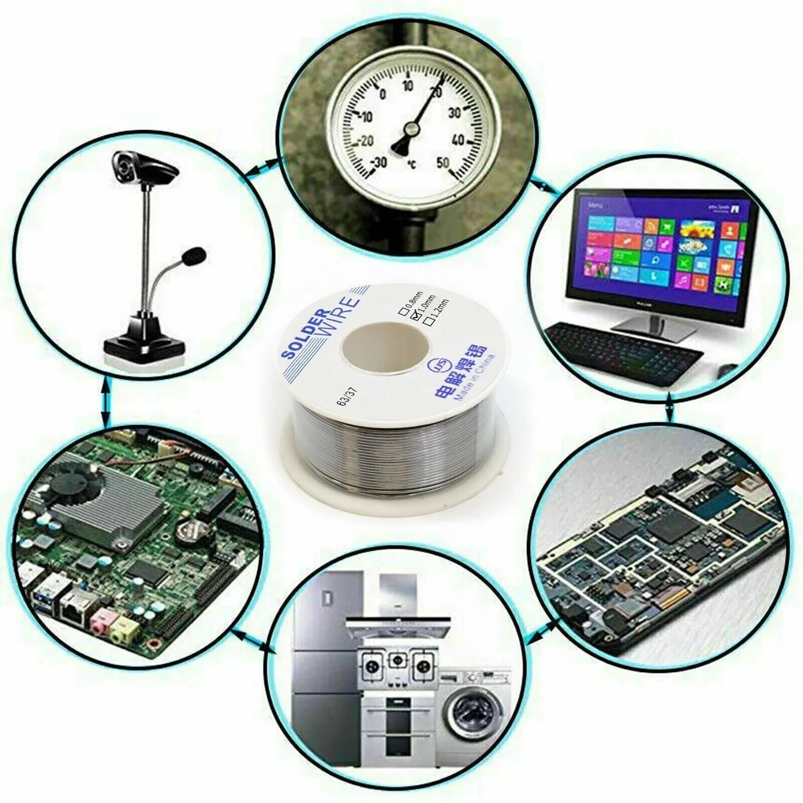 63-37 Tin Rosin Core Solder Wire Electrical Soldering Sn60 Flux .03"/1.0mm 50G