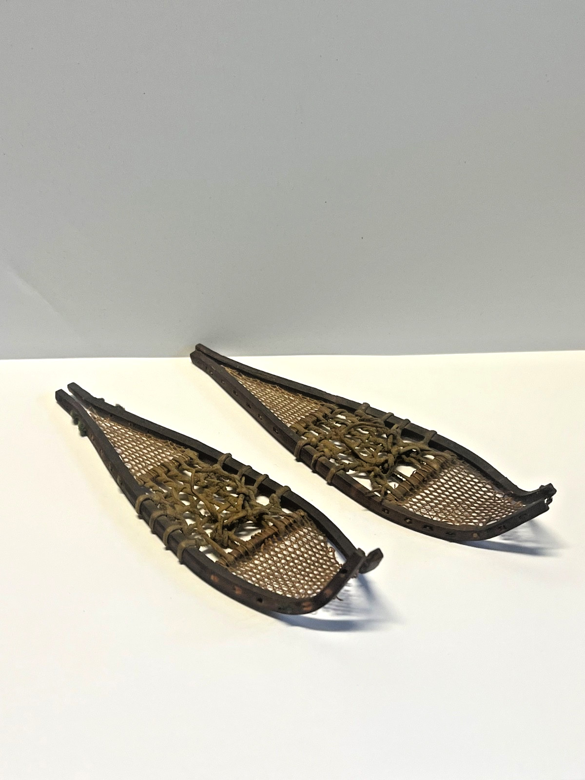 Antique Pair of Minature Native Athabaskan Weaved Snowshoes - DOLL SIZE; 1880's