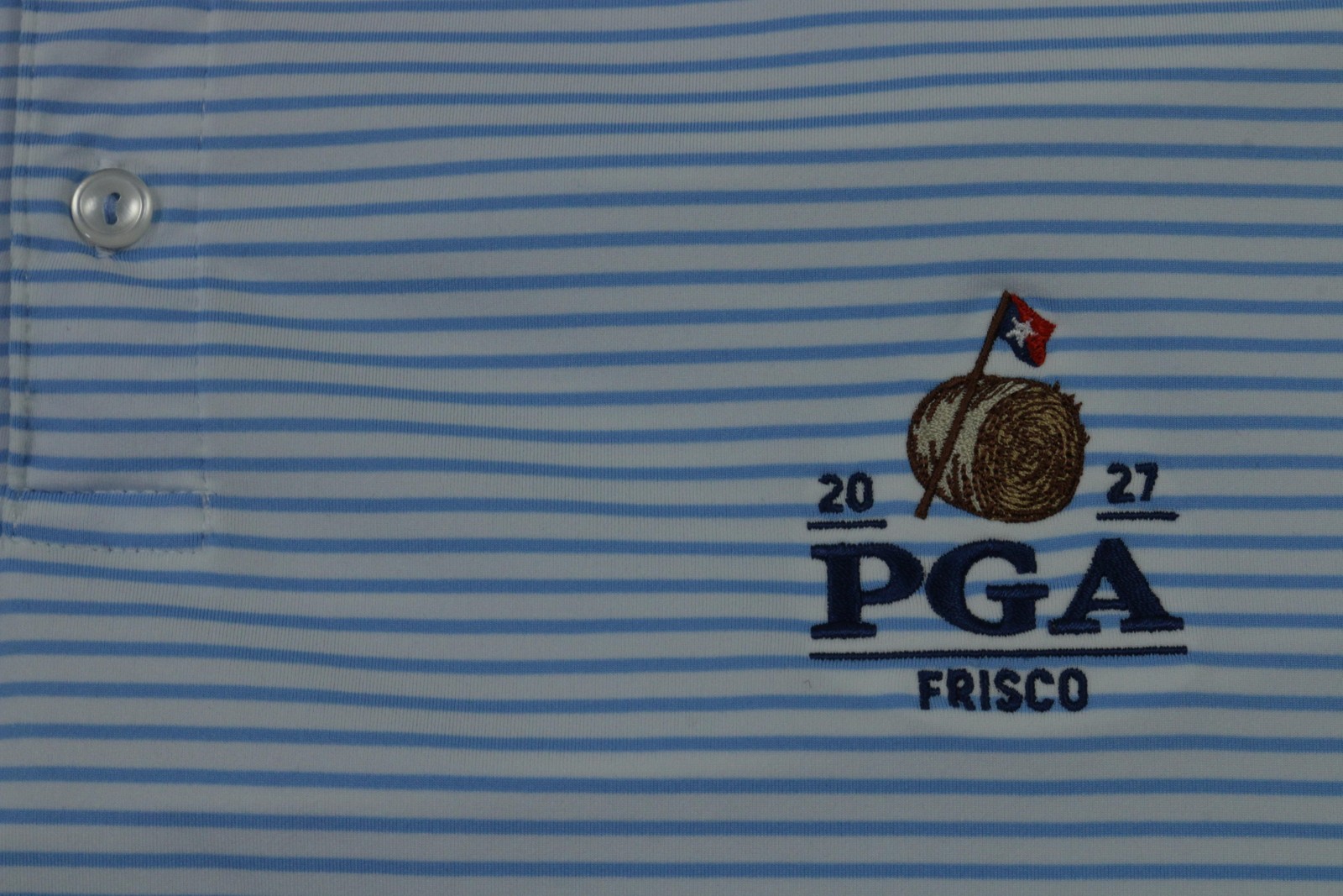 2027 PGA Frisco Polo Shirt Mens 2XL Blue Striped Performance Golf Vineyard Vines