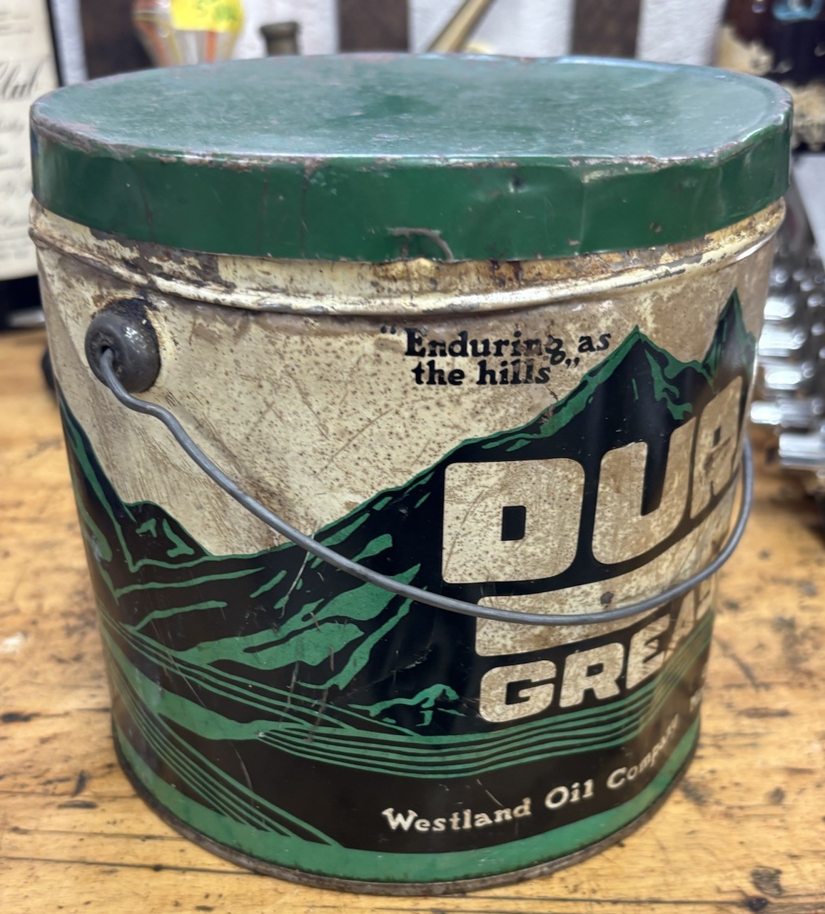 Westland Oil Company dura grease tin pail Minot North Dakota Can Vintage