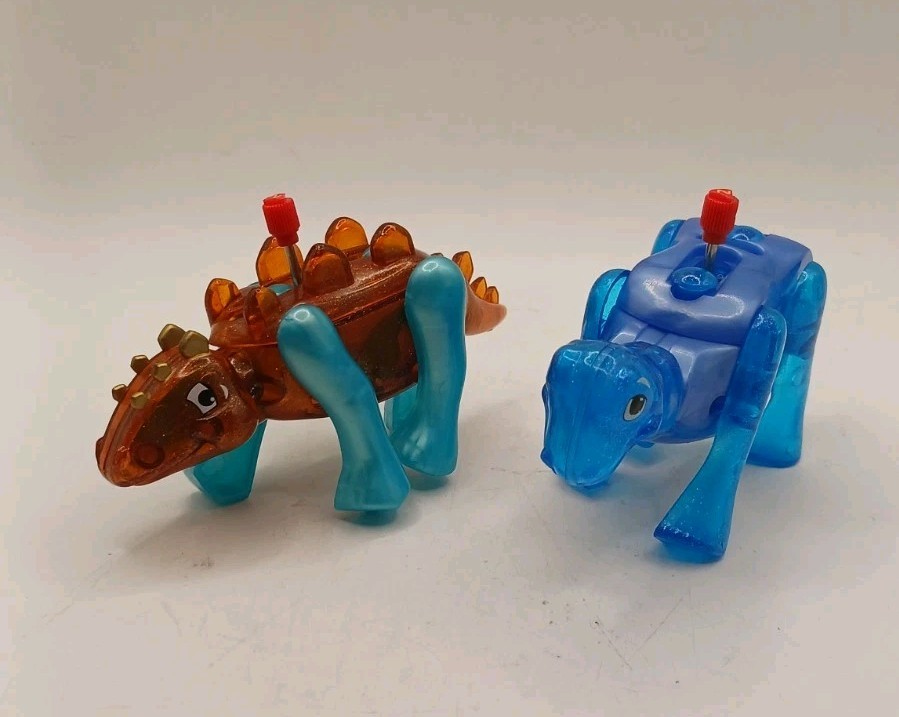 Z Wind Up Klaus Dino & Stuey Stegosaurus Plastic Clockwork Retro Toys Working