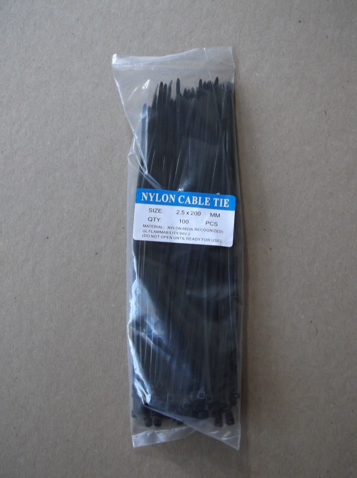 1000 Pack - 200 X 2.5MM Nylon Cable Zip Tie Wraps in Black