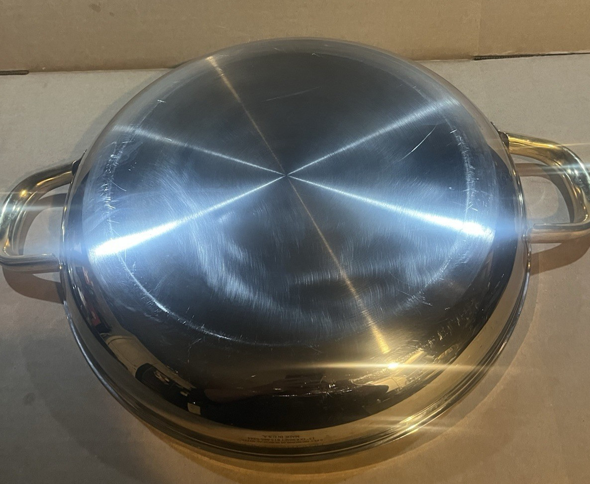 HEALTH CRAFT 13" GOURMET FRYING PAELLA PAN * Surgical Steel * Dual Handles * USA