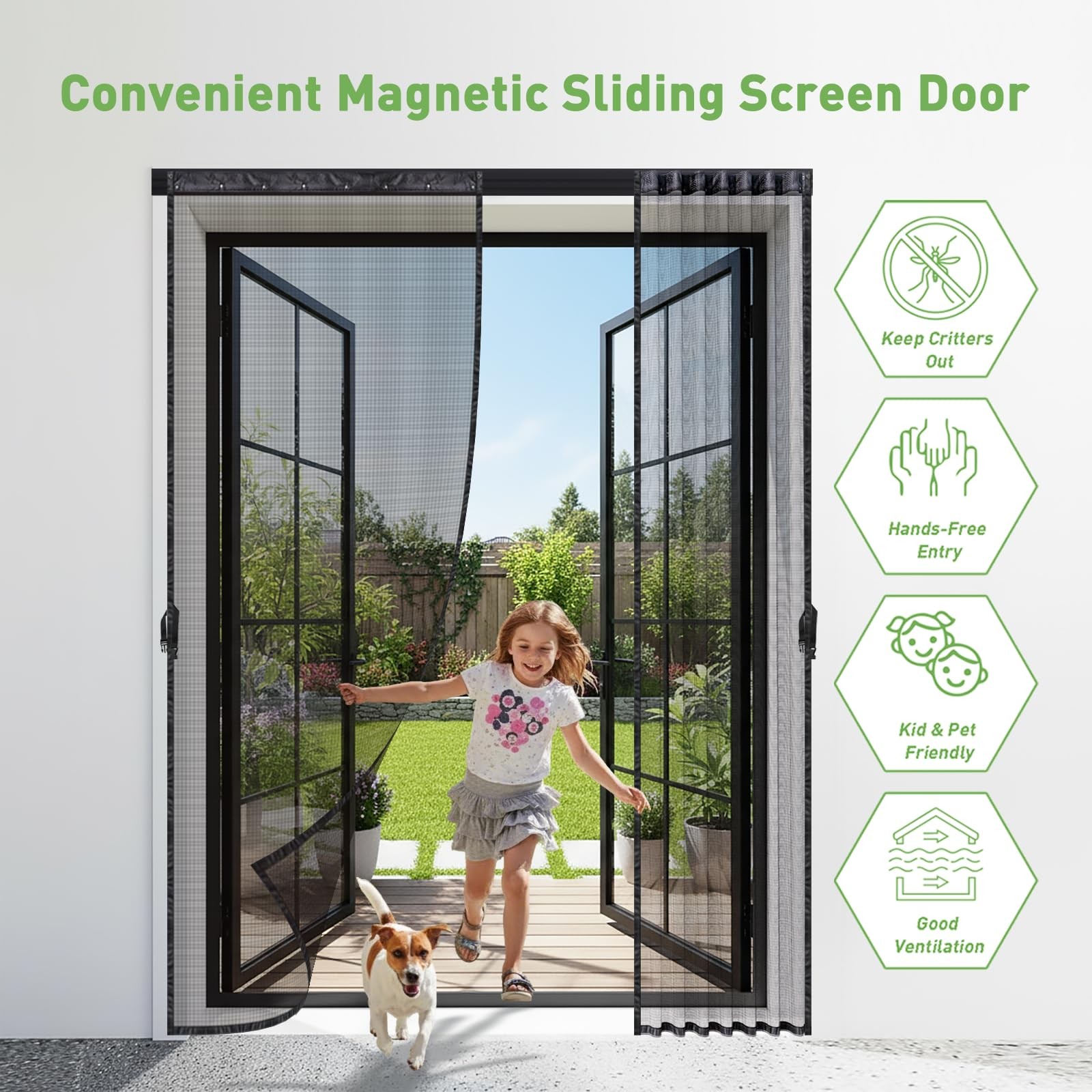 Magnetic Screen Door for Sliding Door, Retractable Sliding Screen Door with T...