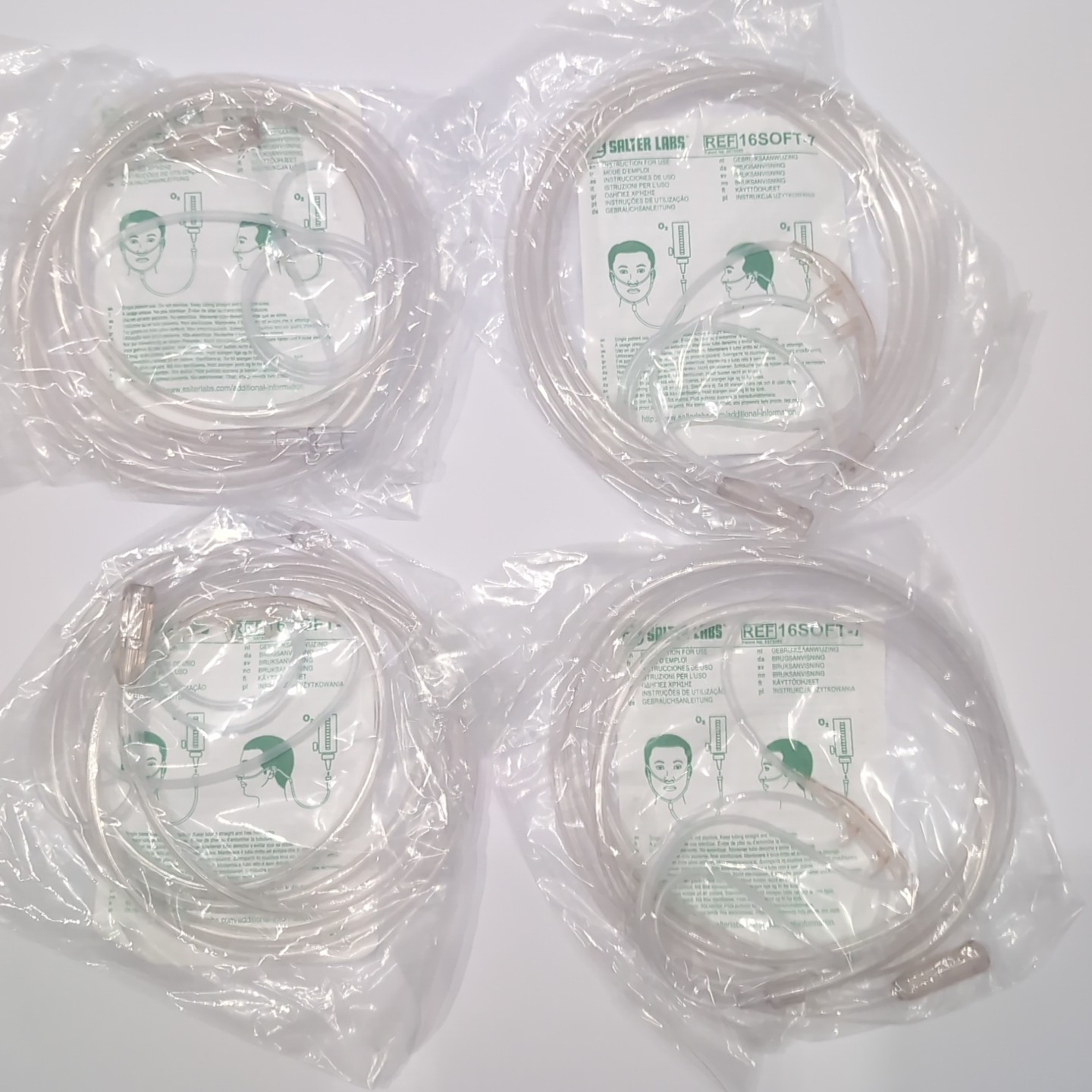 Lot of 4x NEW Sealed 16SOFT-7 Nasal Cannula w/ 7' Oxygen Supply Tubing