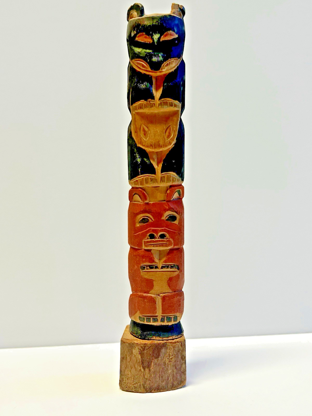 Native American Indian Pacific Northwest Coast Carved Tlingit 7" Tall Totem