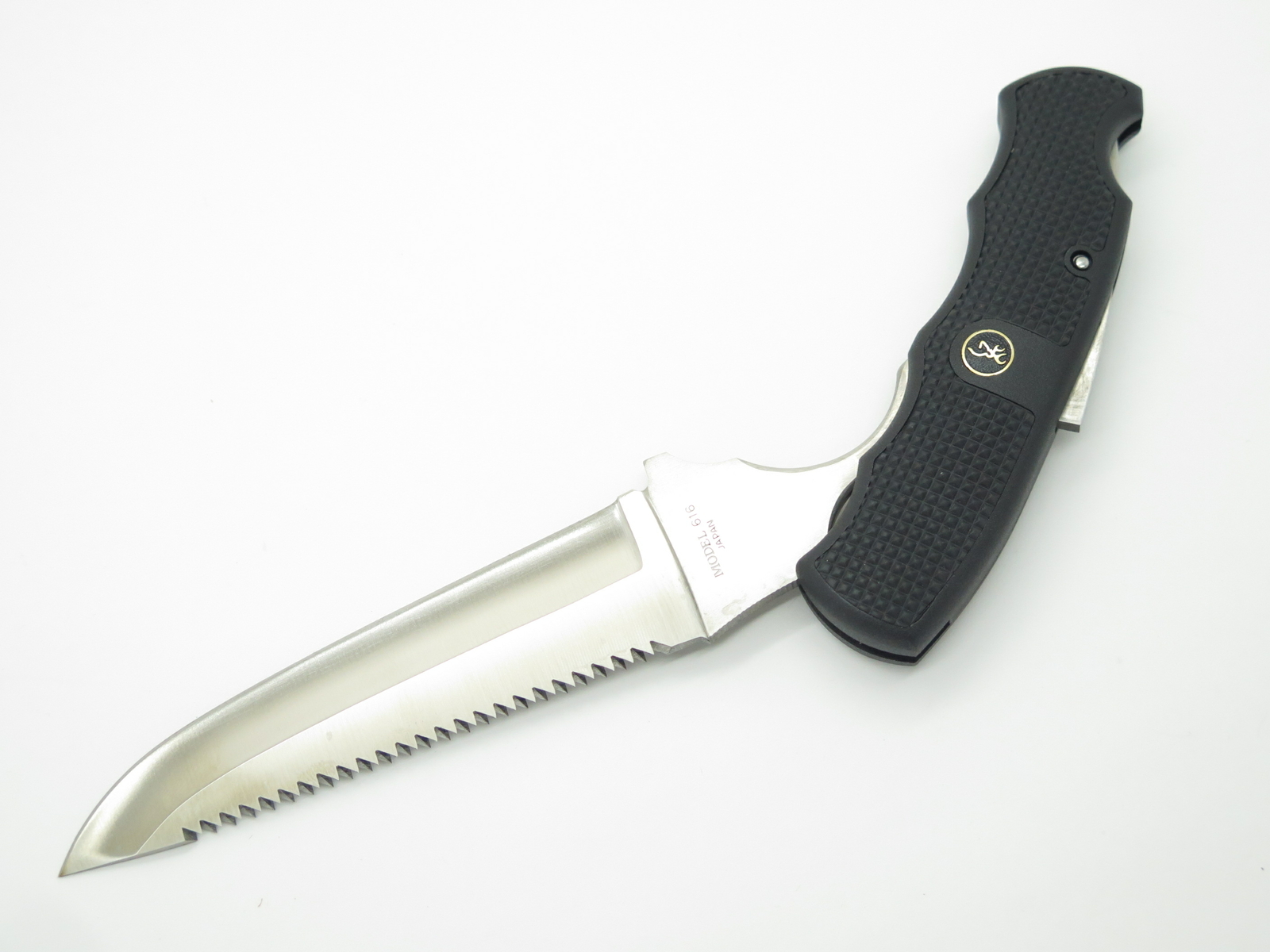 Vtg Browning 616 Seki Japan Swivellok AUS8A Lockback Fixed Saw Hunting Knife