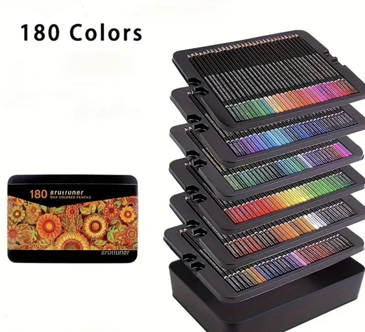 180 Brutfuner oily colored Black Barrel pencils in Metal Box NEW shipping incl