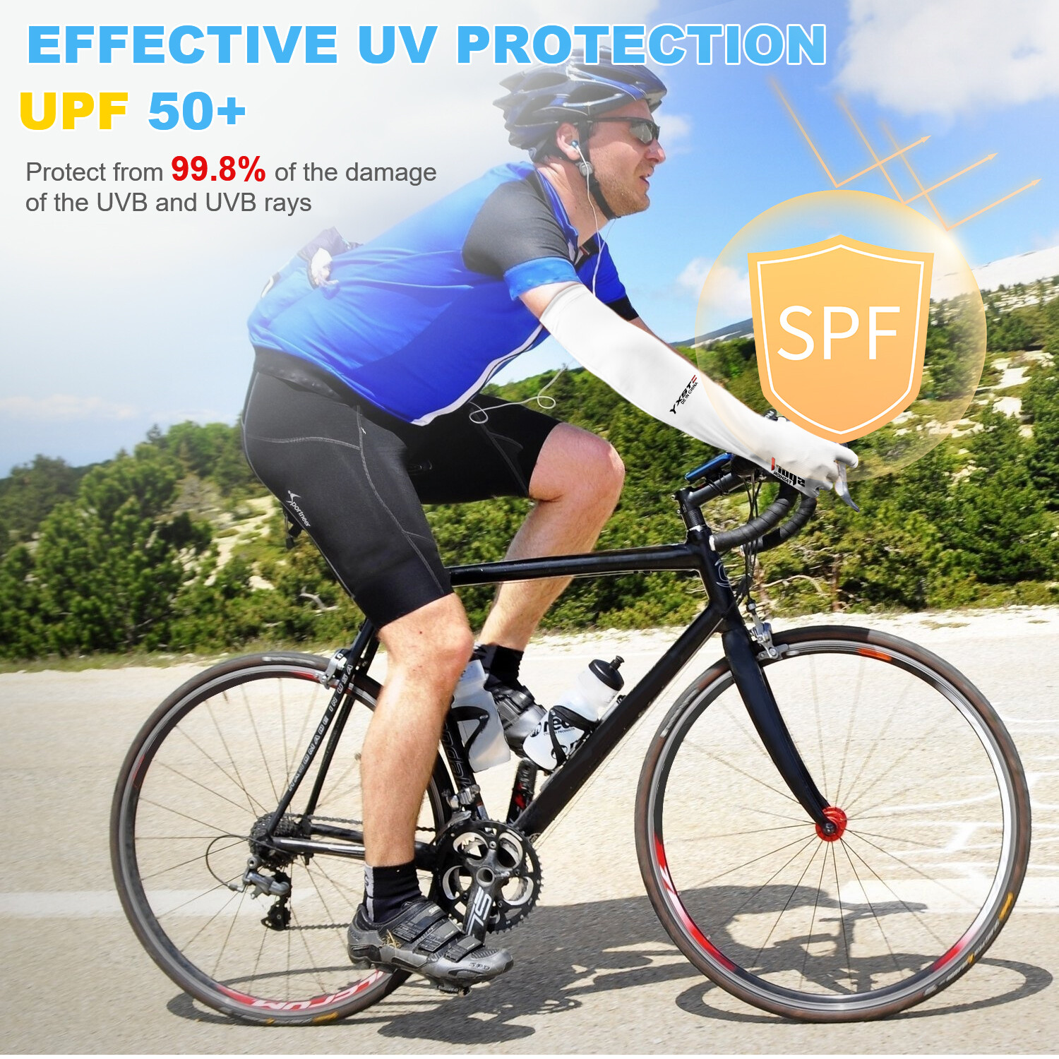 1 Pairs Cooling Arm Sleeves Cover UV Sun Protection Sports Outdoor For Men Women