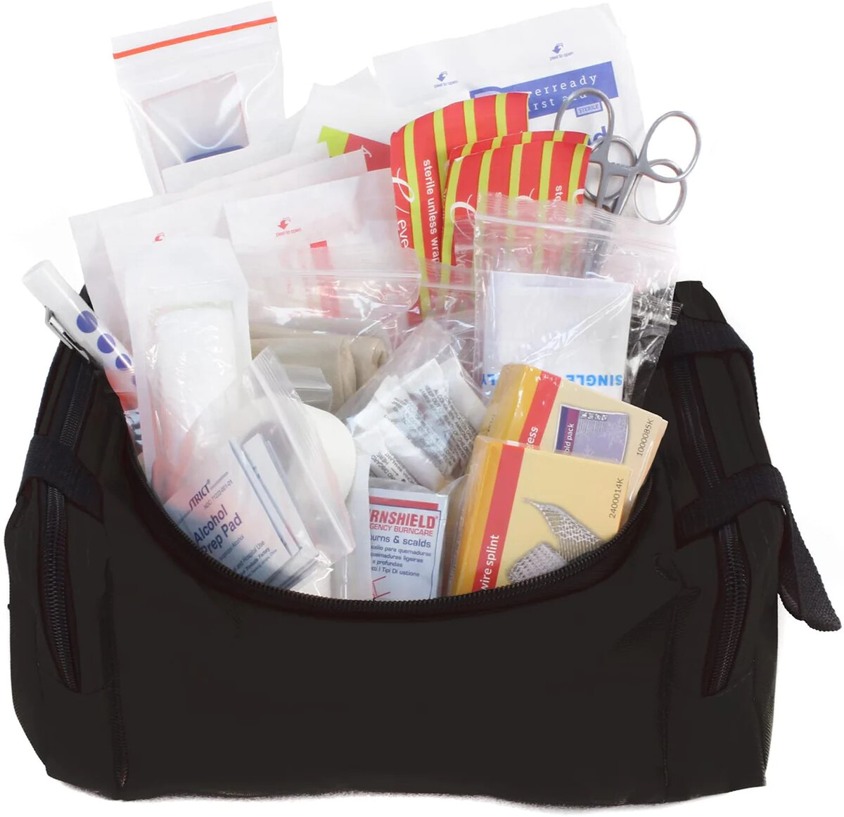 First Responder Fully Stocked Trauma First Aid Kit - 4 Color Bag