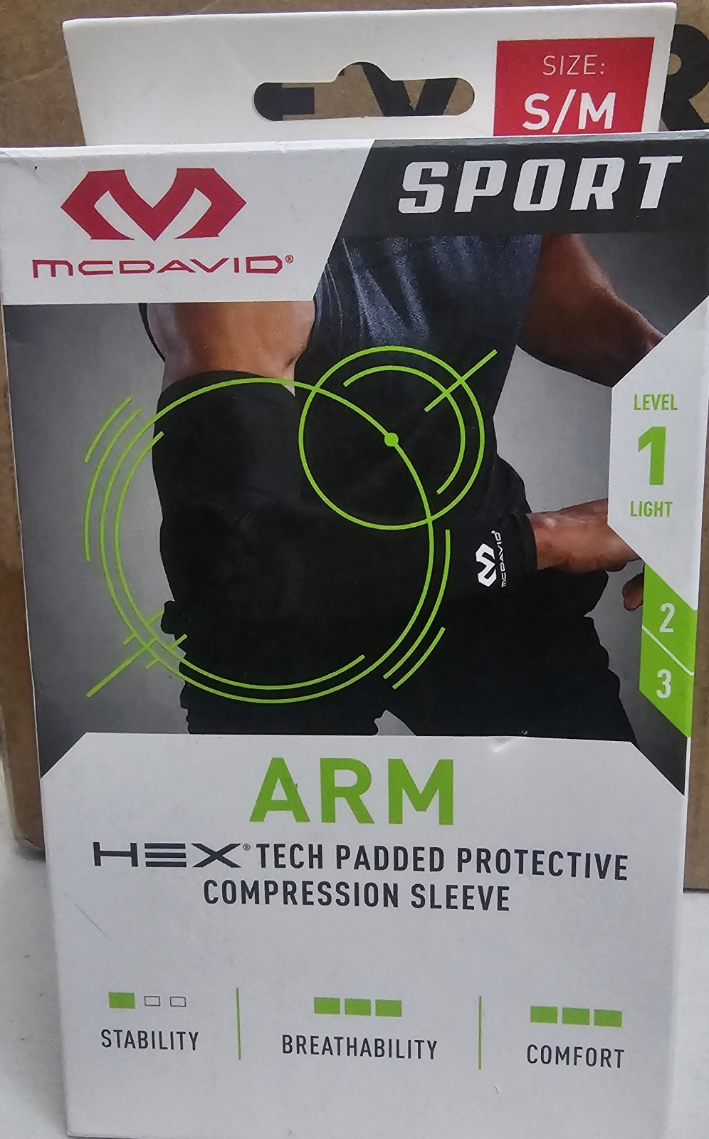 McDavid Sport Arm Hex Tech Padded Protective Compression Shooter Sleeve Size S/M