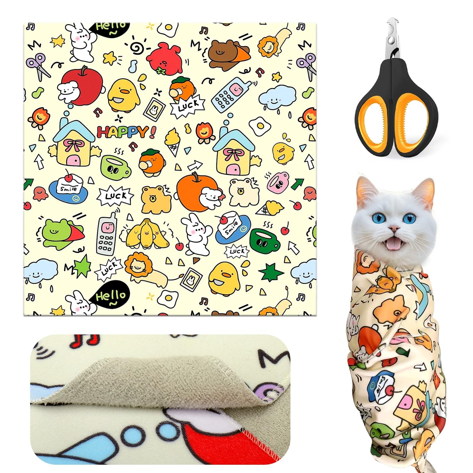 "Cat Grooming Supplies - Cat Wrap for Cutting Nails with Cat Nail Clipper, Cat..