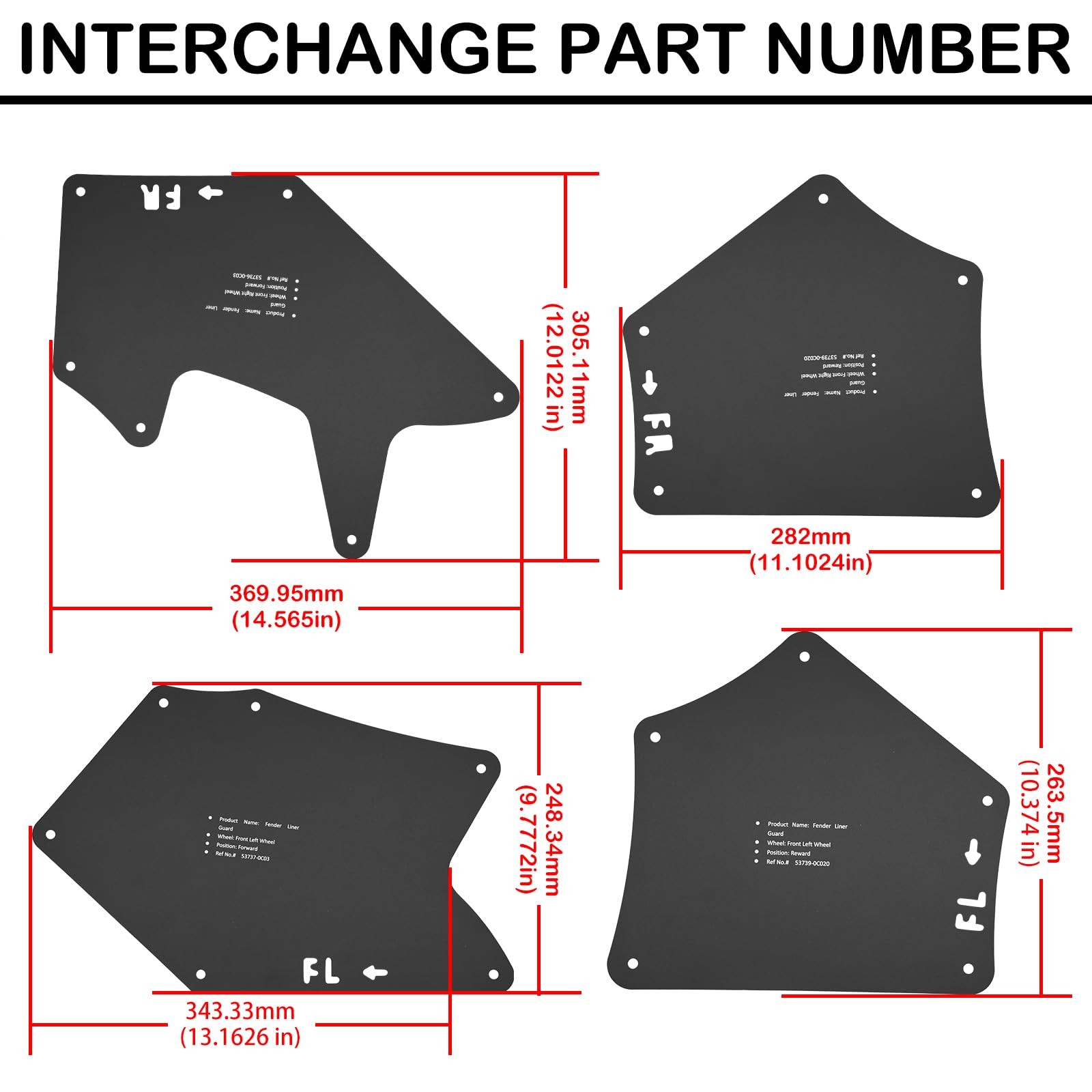 Toyota Tundra Sequoia Fender Liner Splash Guard 07-20 Wheel Well Set 53737-0C030