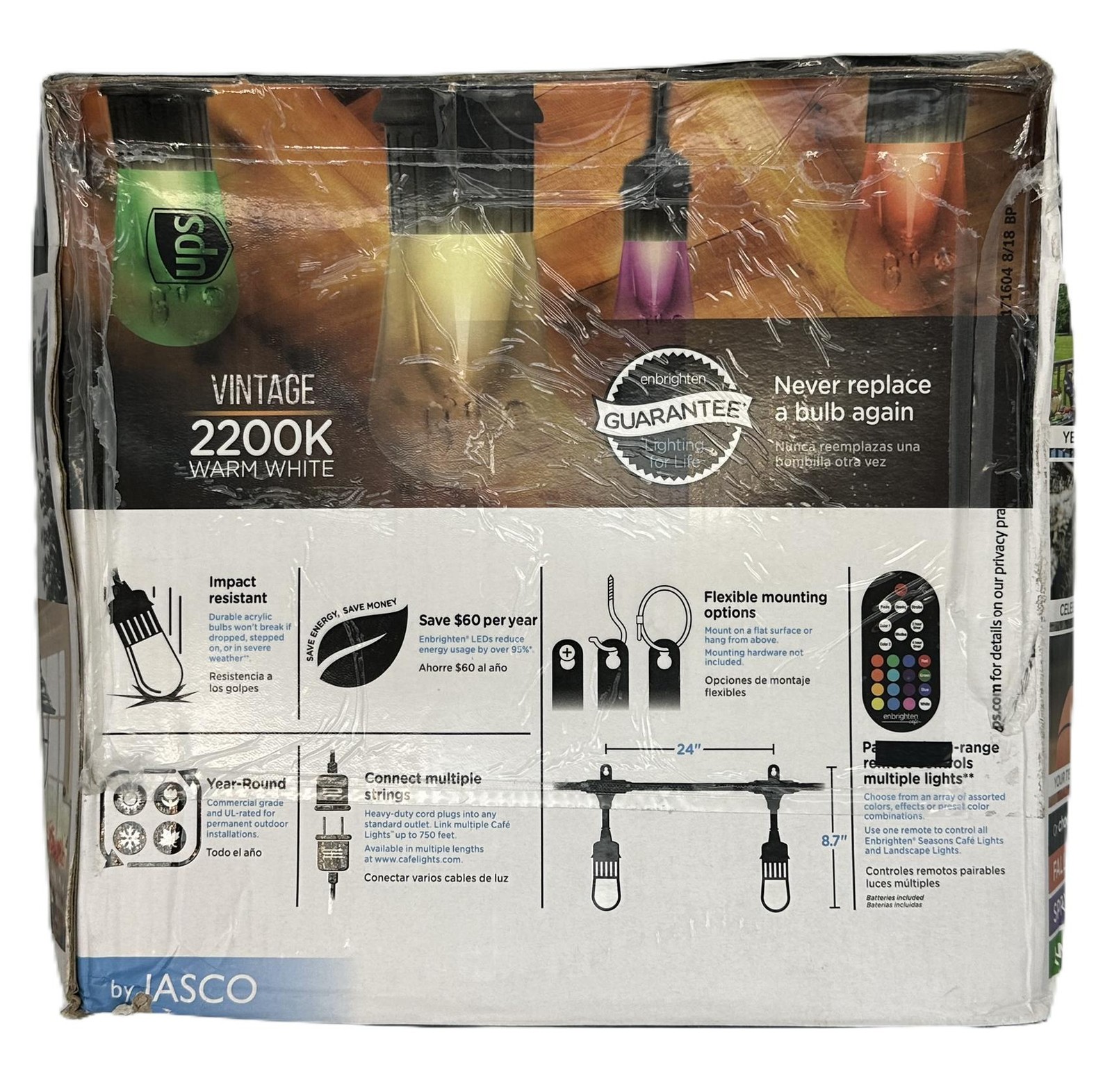 Enbrighten 24ft RGB Outdoor String Lights 12 Bulbs Remote Weatherproof 37791