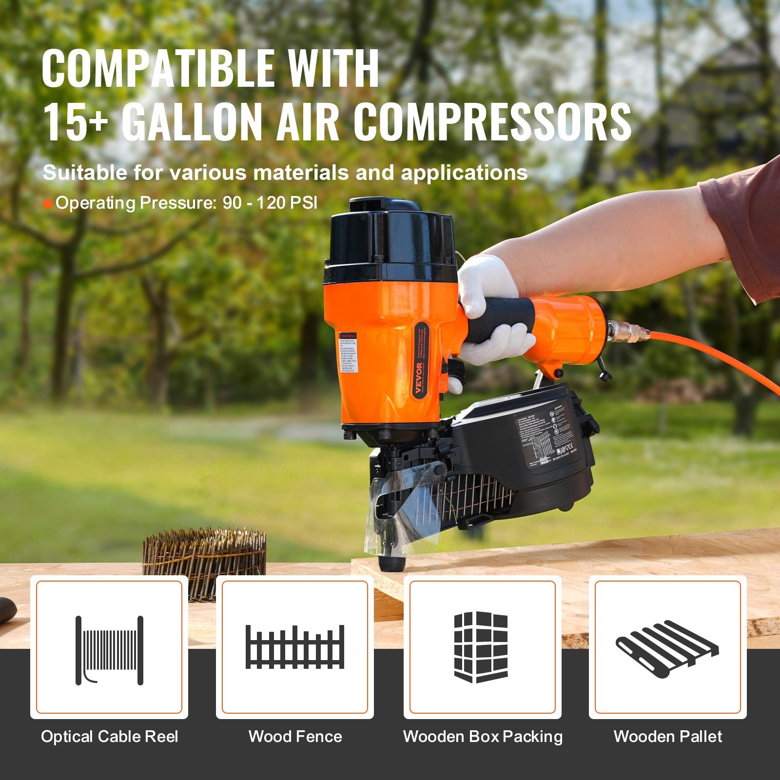 HOT/ Coil Framing Nailer MCN90,1-3/4" to 3-1/2" 15 Degree Pneumatic Framing Nai