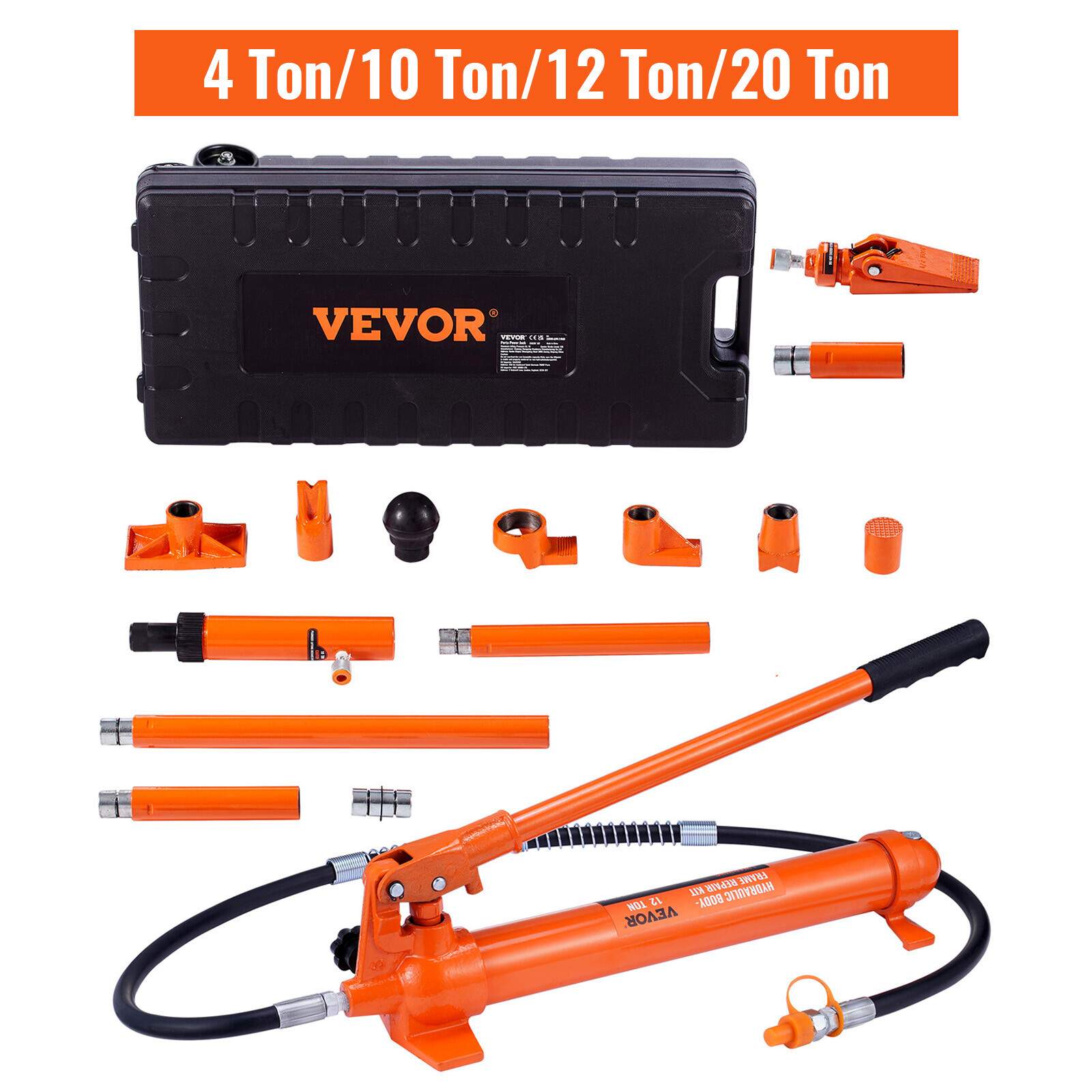 VEVOR 4/10/12/20 Ton Hydraulic Porta Power Jack Air Pump Lift Ram Body Frame Kit