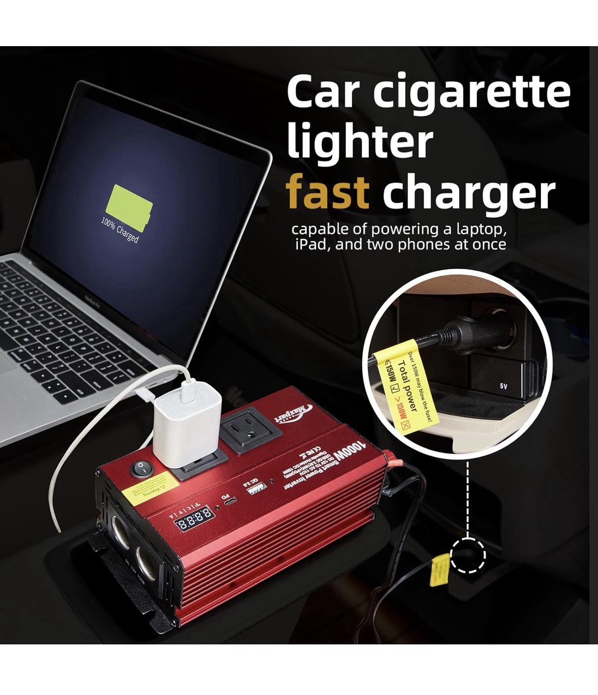 1000 W Power Inverter, Car/Light Truck 12V DC to 110V AC Converter USB and 3.0A