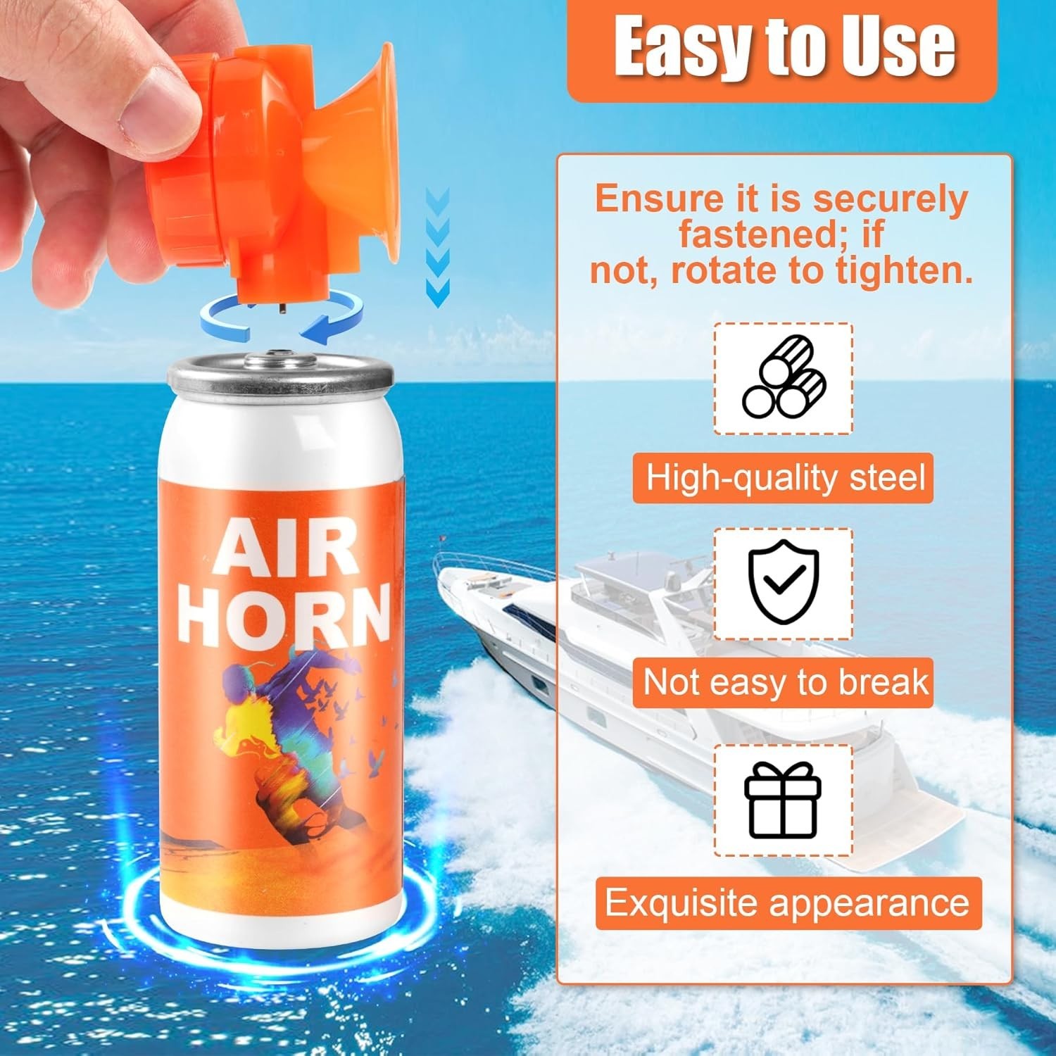 2 Super Loud Mini Air Horn Can Emergency Hand Held Compressed Boat Horns Boating