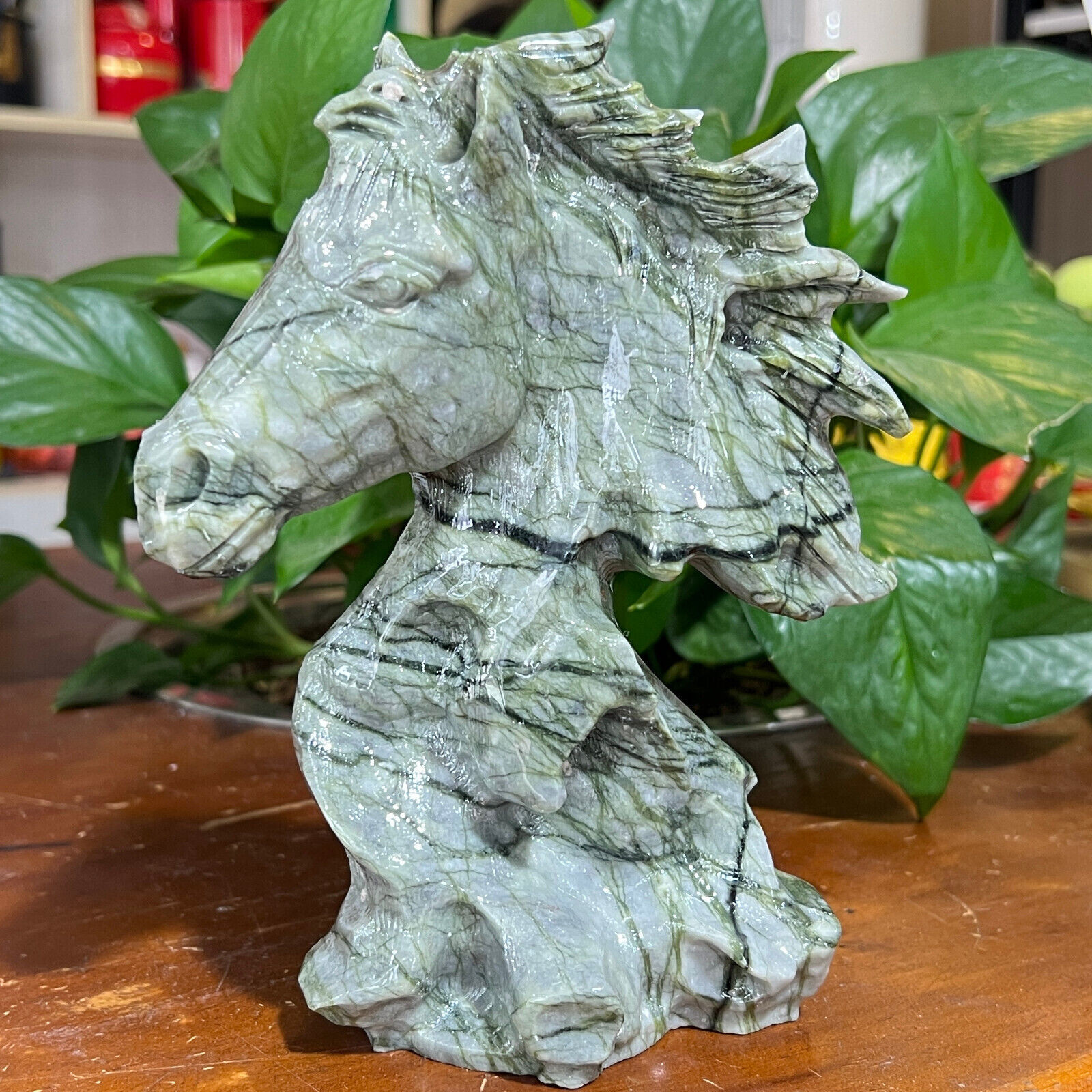 2.97LB Natural yushu stone Quartz Carved horse's head skull Crystal healing 1PC