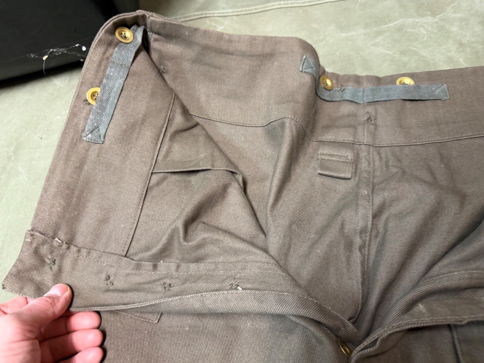 WWII BRITISH ARMY P1937 P37 SUMMER DENIM BATTLEDRESS FIELD TROUSERS-SIZE 2XL LG