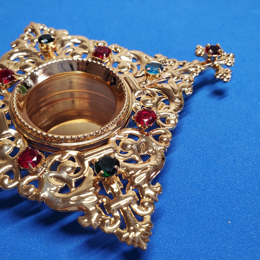 Brass Standing Reliquary Relic Holder Catholic Church Supply