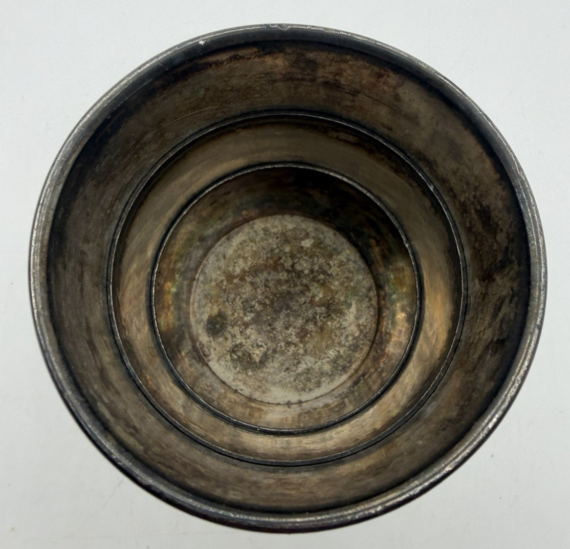 Antique Silverplate Collapsible Cup Simpson Hall Miller Quadruple Plate - 3"