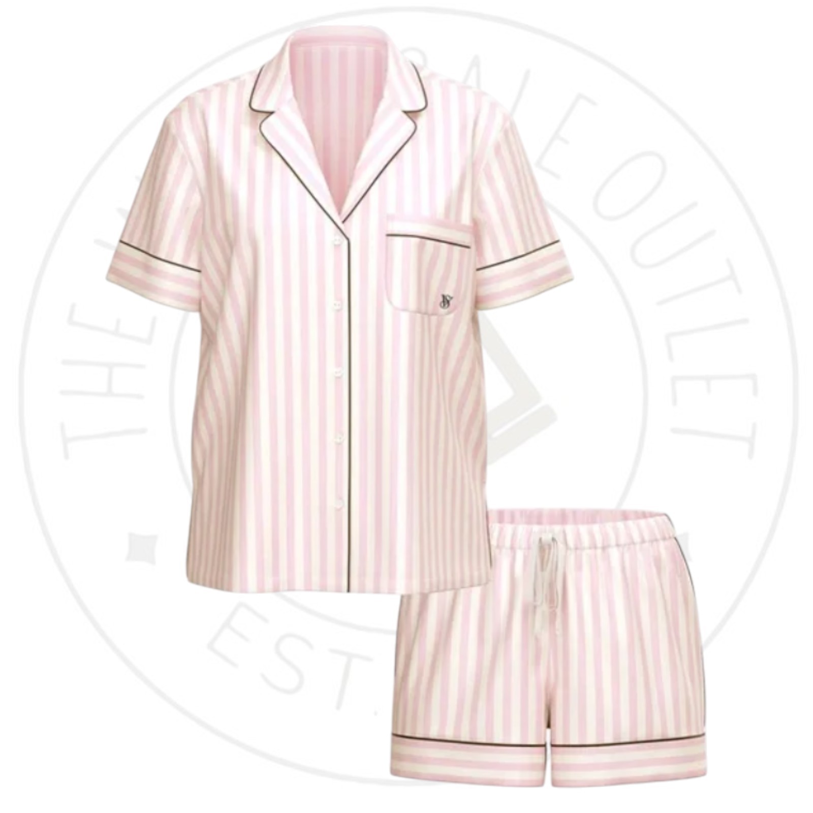 NWT Victoria’s Secret Glazed Satin Pajama set Pants or Shorts PINK ICONIC STRIPE