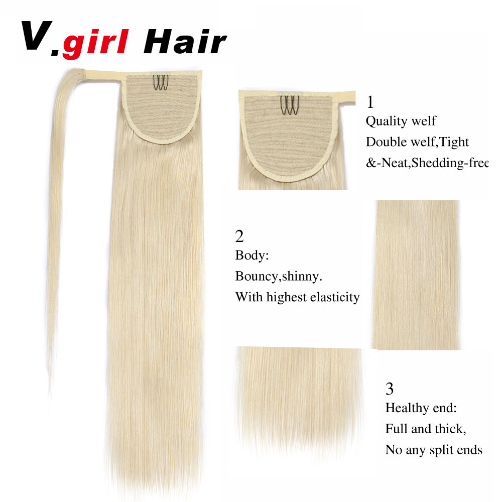 Real 100% Claw Wrap Around Ponytail Clip In Pony Tail Remy Human Hair Extensions