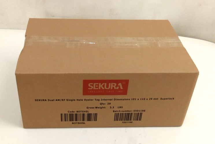 Sekura AM/RF Single Hole Oyster Tag w/Clear Shell 101x110x29mm SuperLock 20pk