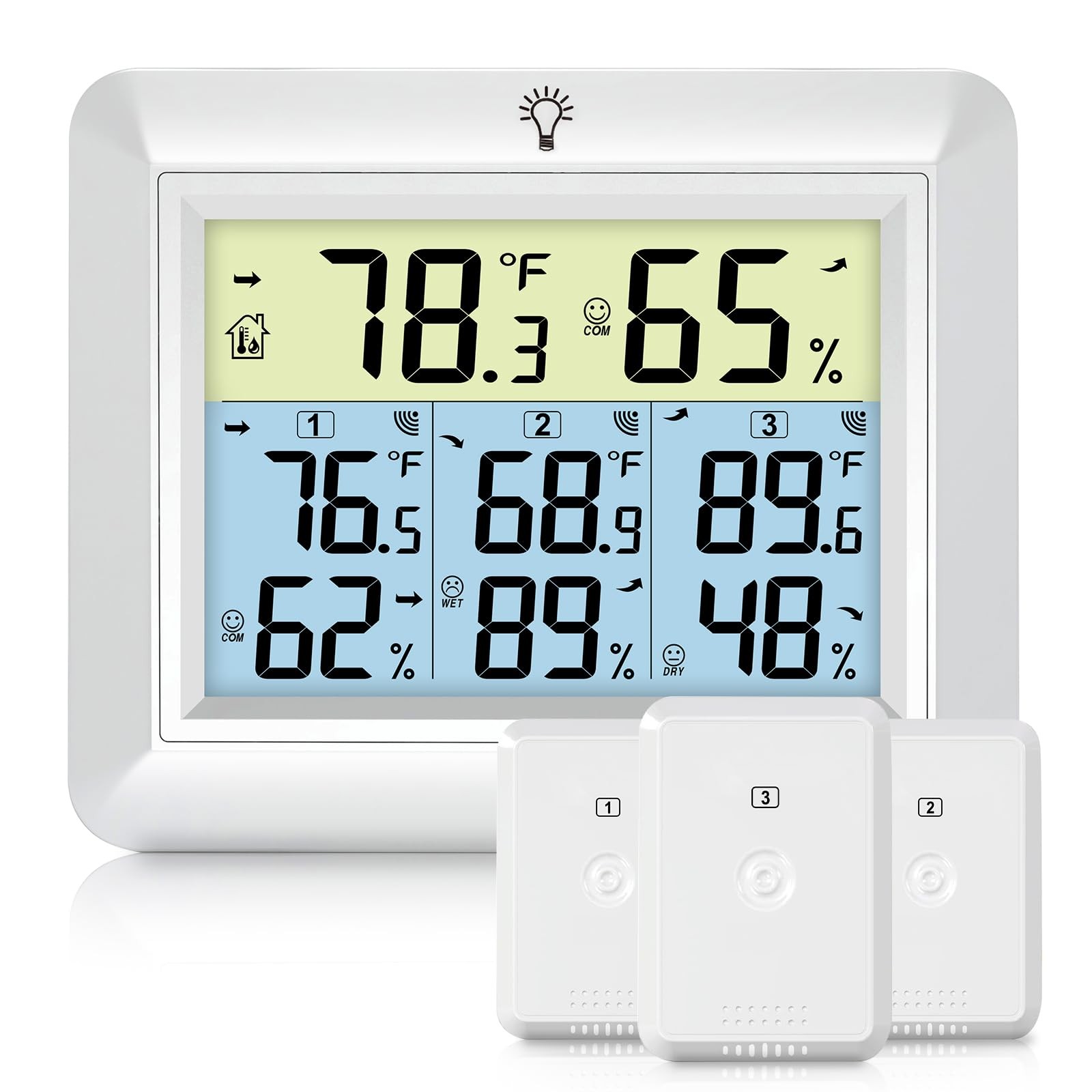 Weather Station Wireless Indoor Outdoor Thermometer with 3 Sensors, Remote Te...