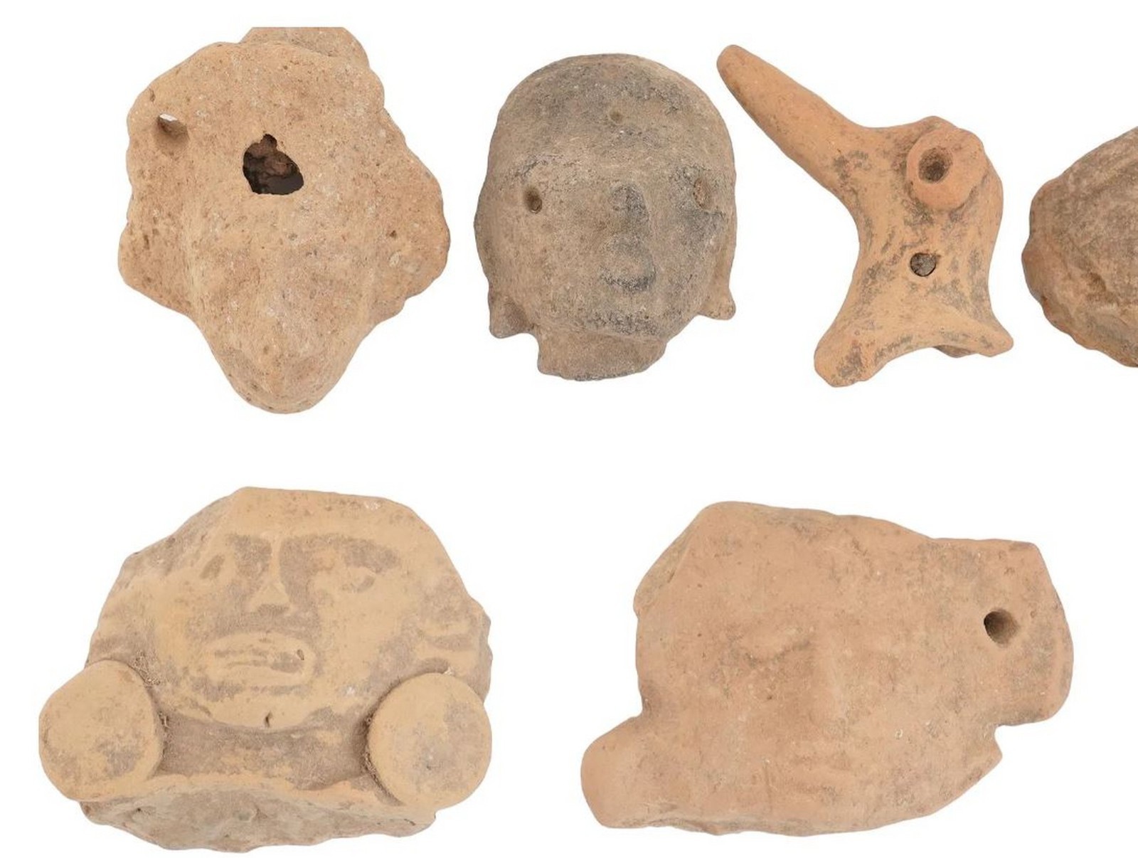 GROUP OF 24 OLD PRE COLUMBIAN STYLE TERRACOTTA FRAGMENTS OF DEITIES