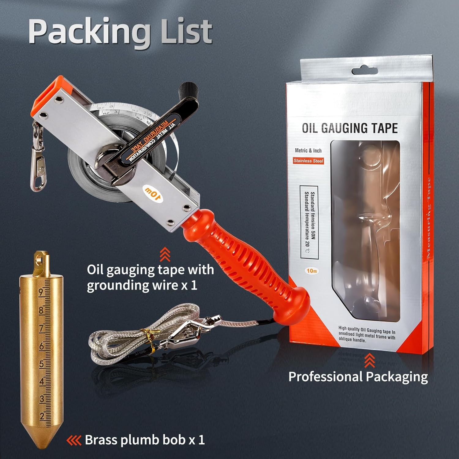 Oil Gauging Tape 33ft Stainless Steel Sounding Tape Measure for Oil Tanks