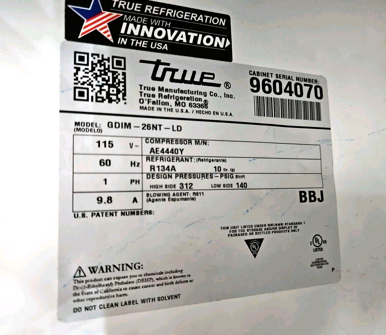 2019 TRUE Single Glass Door Freezer/Ice Merchandiser GDIM-26NT-LD - TESTED!