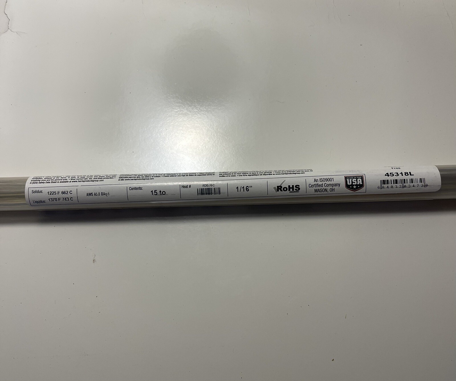 Harris Safety-Silv 45 Brazing Alloy Rod 45% Silver Solder 1/16" (12 Rods) 45318L