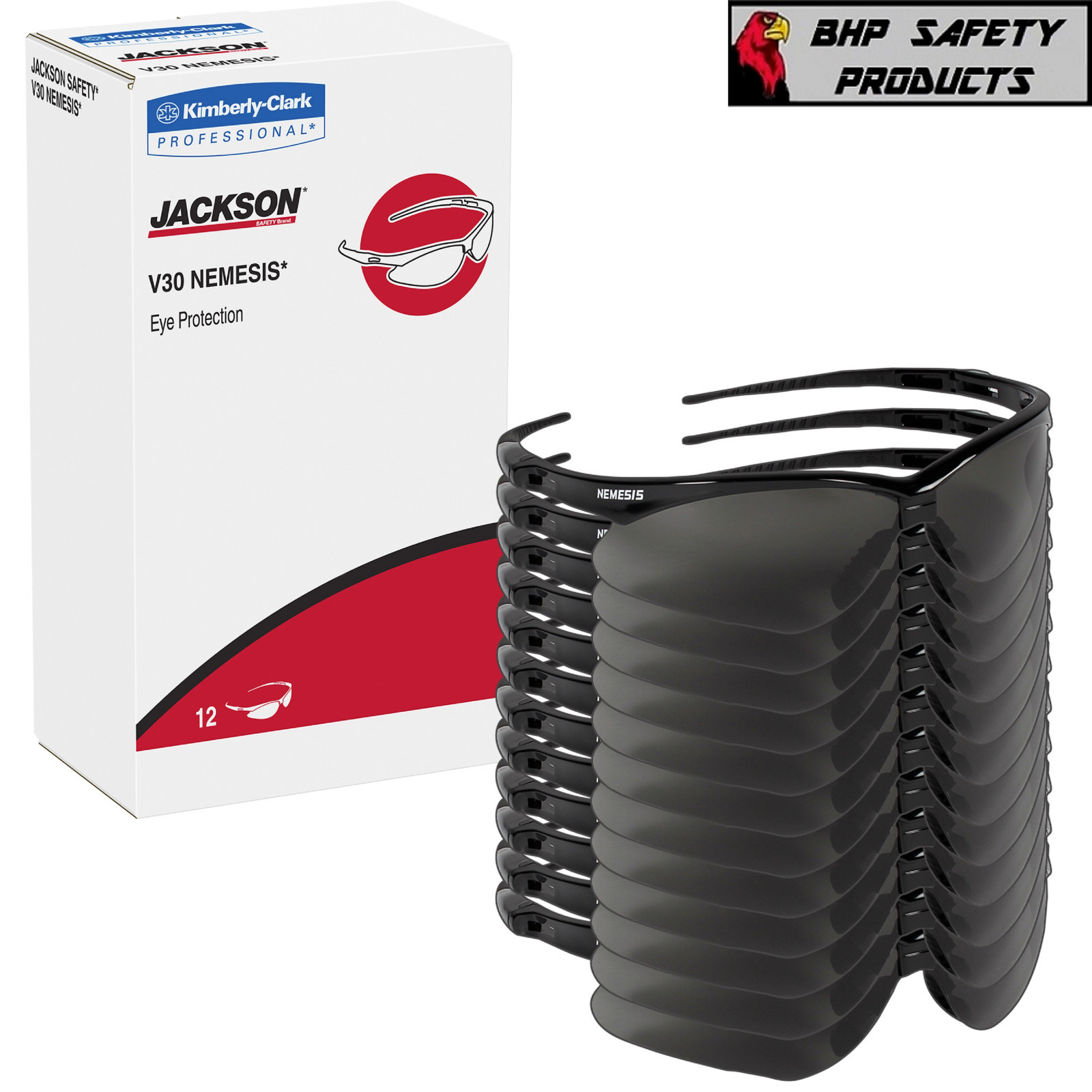 (12 PAIR) KLEENGUARD NEMESIS SAFETY GLASSES SMOKE ANTI-FOG LENS SUNGLASSES 22475