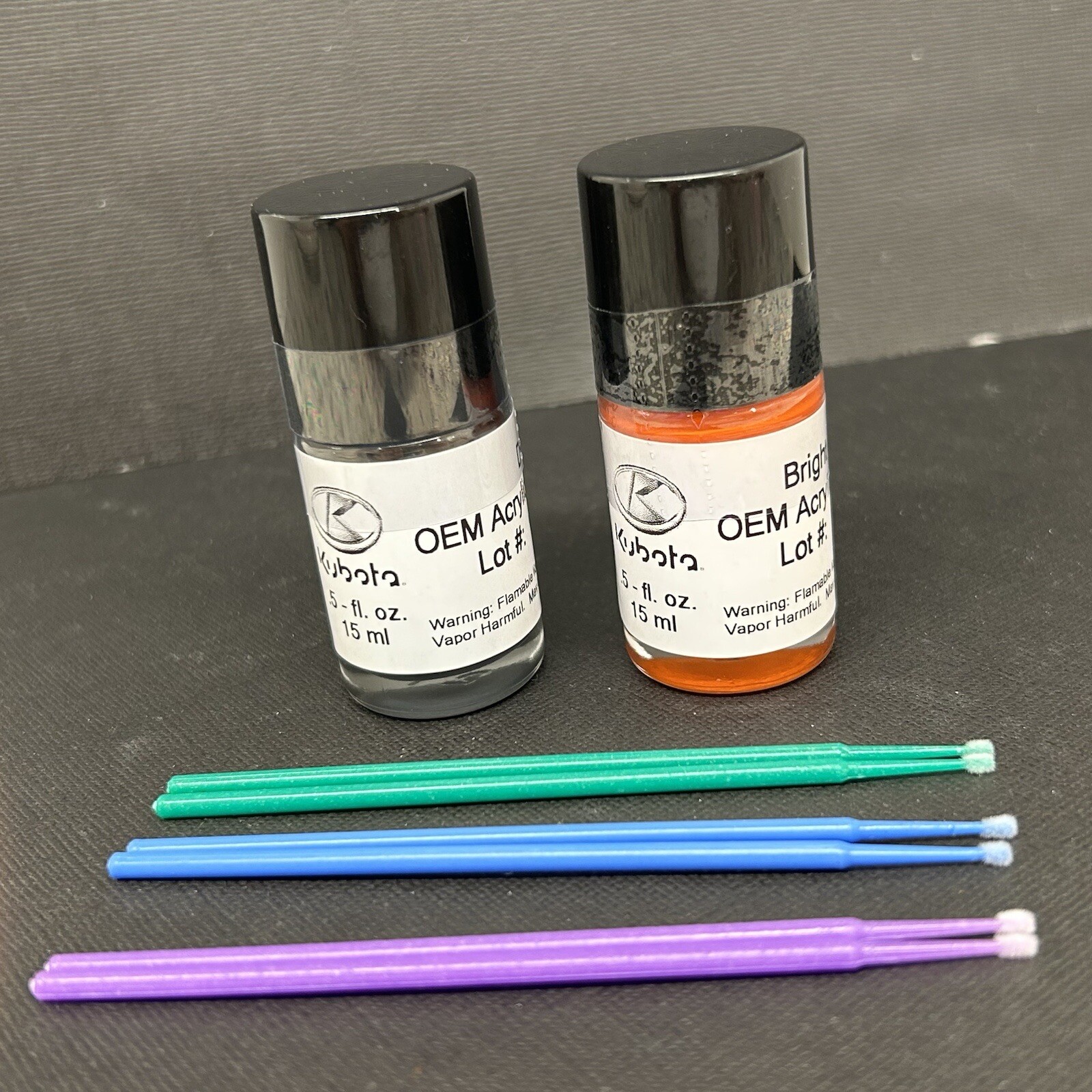 Kubota Orange II & Dark Grey, Touch-Up Paint Kit, w/ Micro Brush New Orange 2