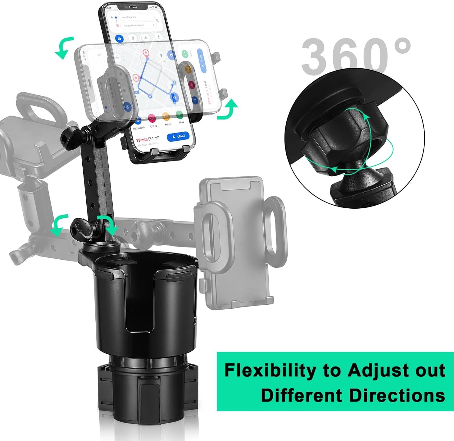 Car Cup Holder Phone Mount Universal Auto Cell Phone Stand with Drink Expand
