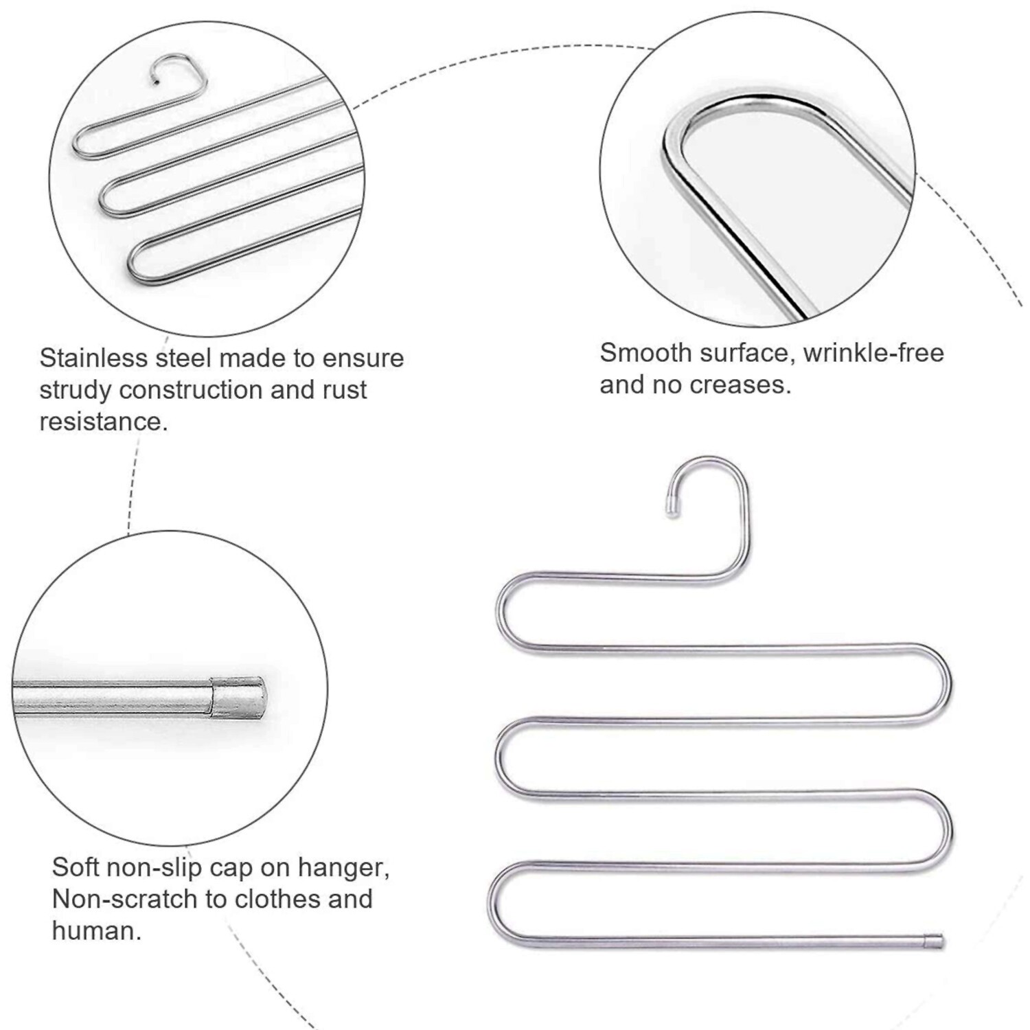 Trousers Hanger 5 Layers S Shape Pants Scarf Hanger Holder Closet Space Saver