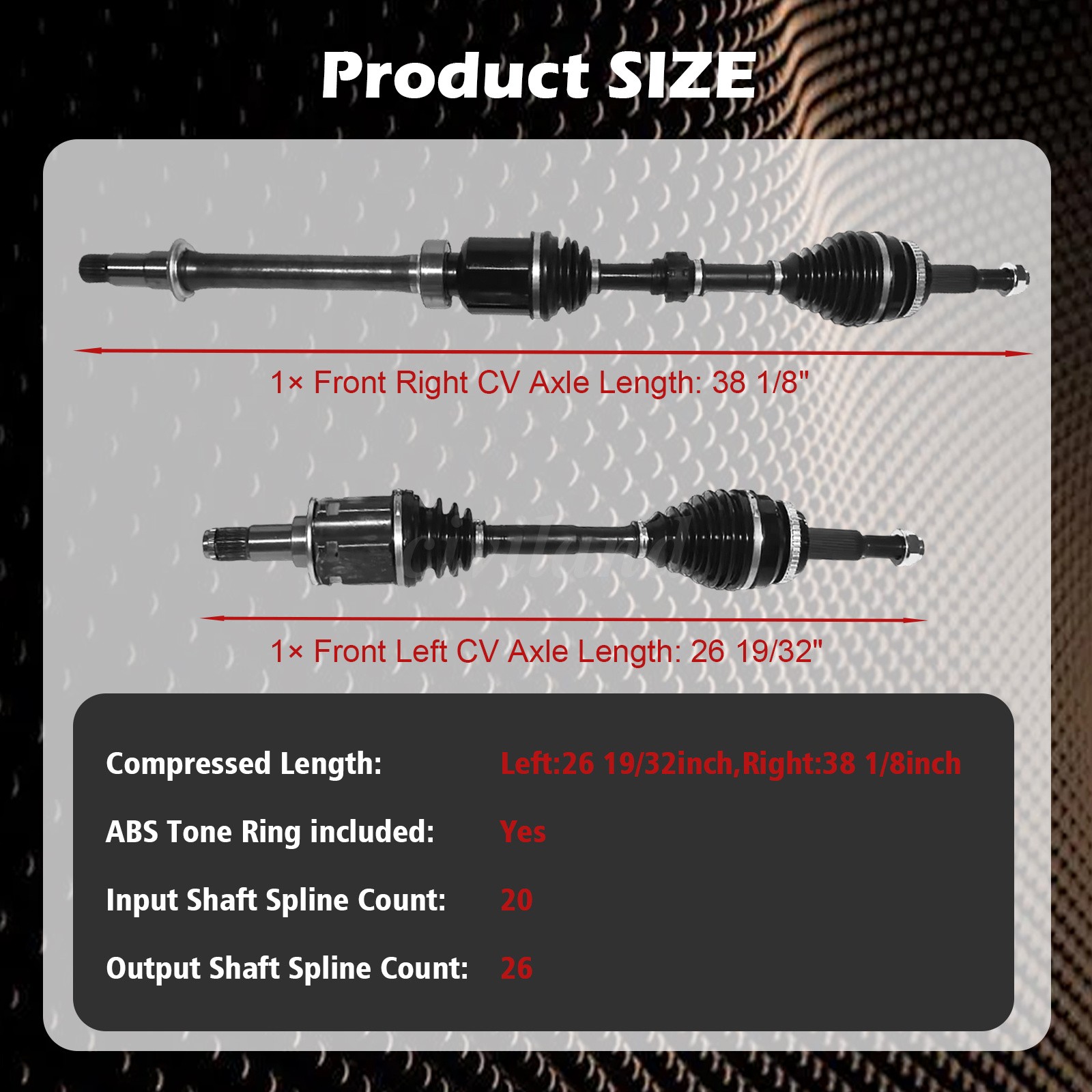 CV Half Shaft Axle For 2004-07 Toyota Highlander FWD Front Driver and Passenger