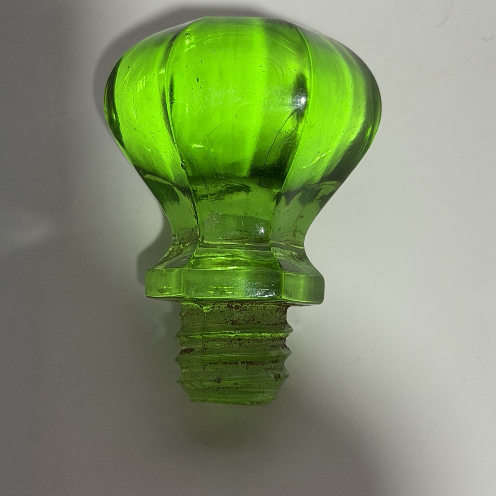 One Green 1” Uranium Vaseline / glowing Glass Knob Dresser Pull Small Hexagon