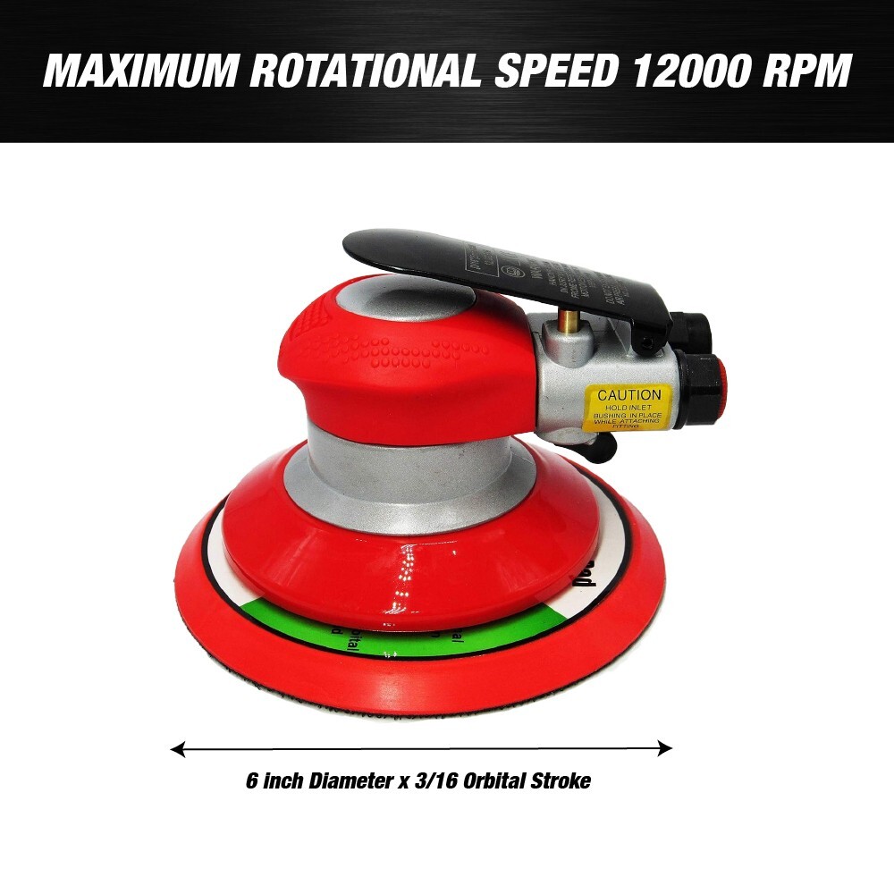 MAXX PROS Random Orbital Sander – Pneumatic Palm Sander – 6” x 3/16” Diam.Orbit