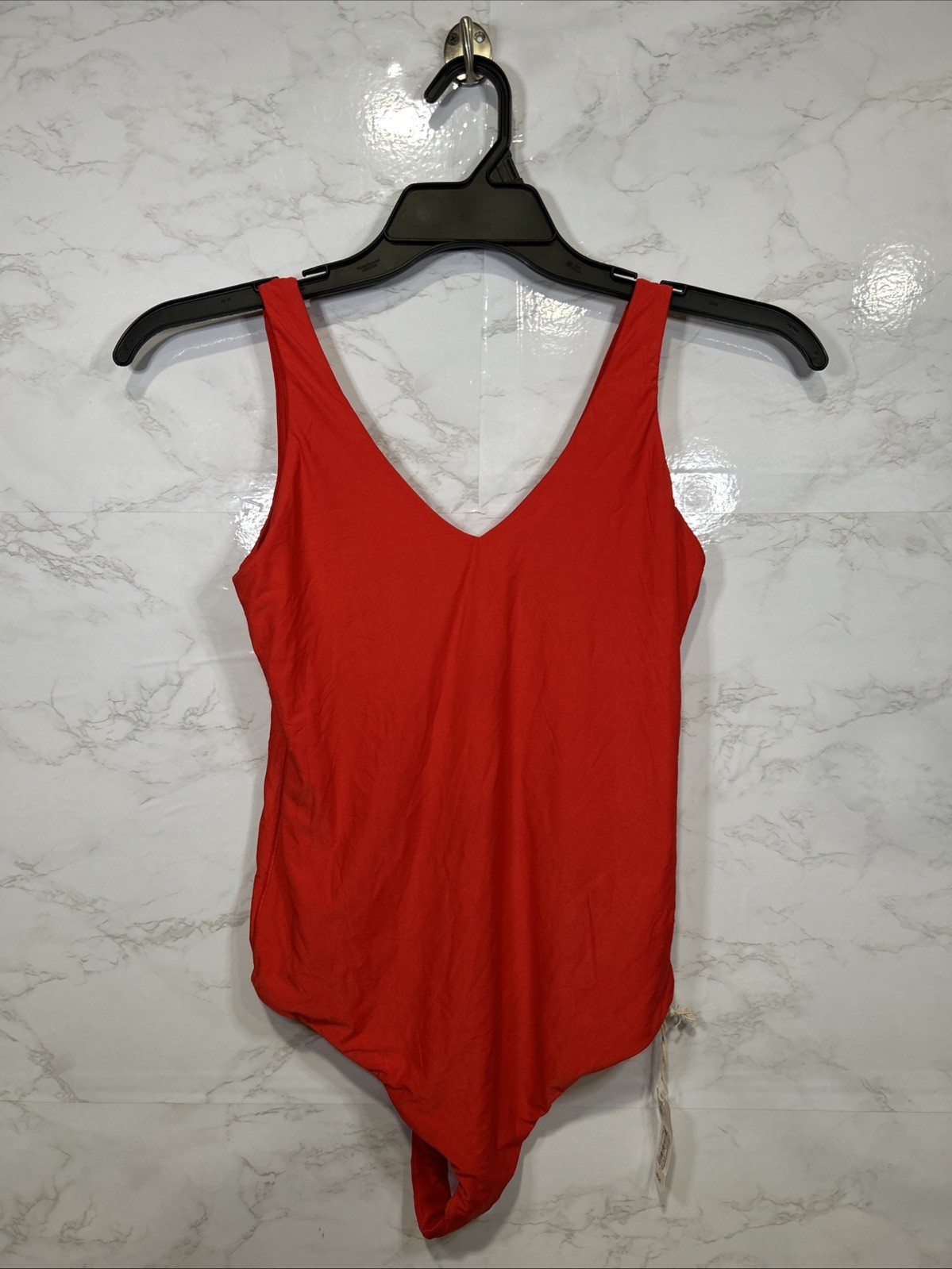 Aerie Smoothez Bodysuit Red Tank Top Thong Plunge Neckline Sz Large New