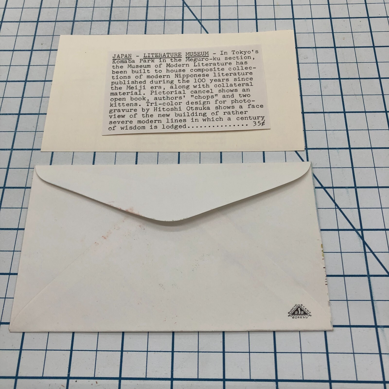 Vintage FDC Cover Cachet Postage Stamp Envelope 1967 JAPAN FUDO GOD OF WISDOM